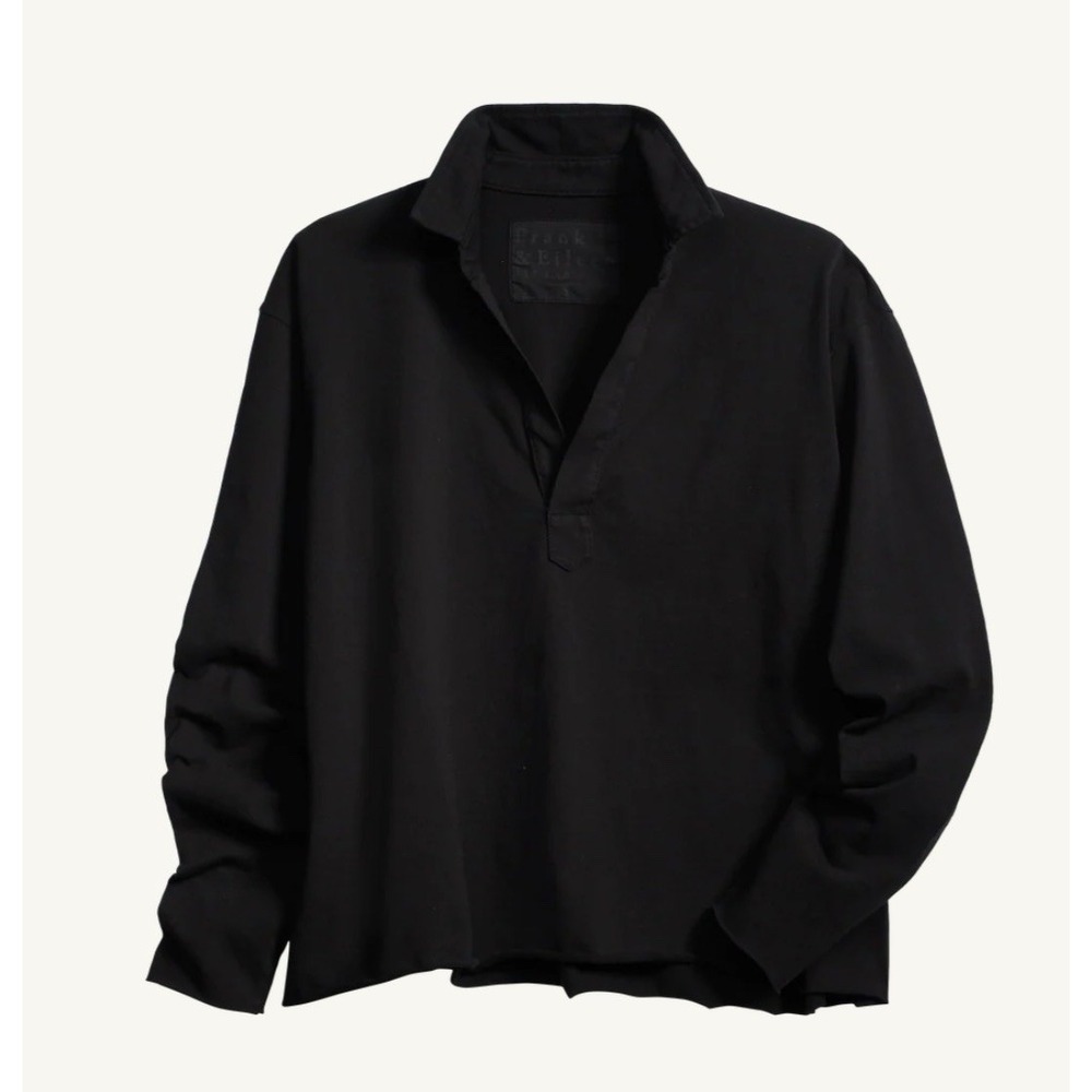 Frank & Eileen Patrick Popover Henley Size S - Vintage Jersey Black Quiet Luxury - Picture 3 of 4